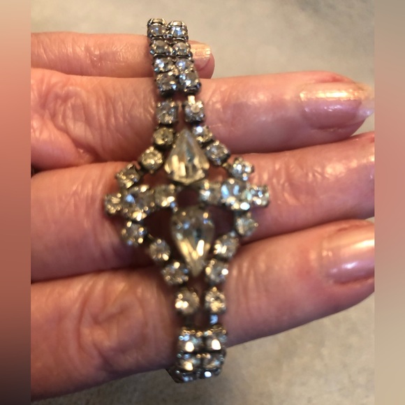 Vintage Sterling Silver and Rhinestone bracelet. 1950’s glam! - Picture 4 of 7